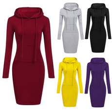 Autumn Dress, Mini, fashion women, hooded