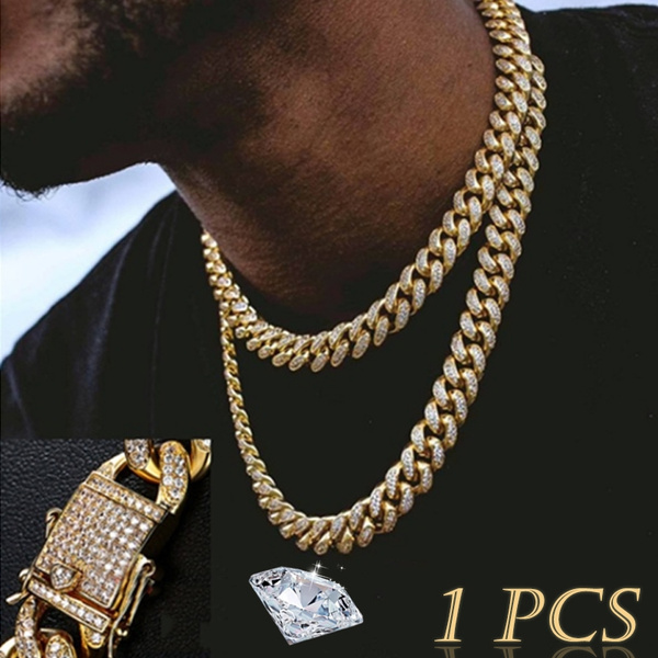 Charles Raymond Blinged Out Pave Hip Hop Jewelry - New Thick Iced out Cuban  Necklace Combined w/ Diamond Pendant & Tennis Necklace - Ice 2021 (Bull 20