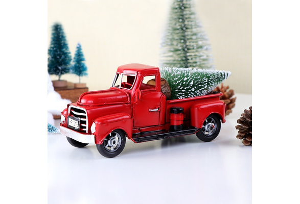 Details about / Vintage Metal Pickup Truck Christmas Tree Home Party Table Decor Red Kids Gifts