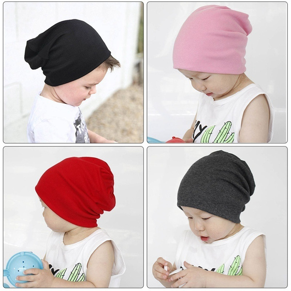 Kids Baby Boys Slouchy Hat Solid Soft Winter Warm Beanies Hats Toddlers Caps HC 