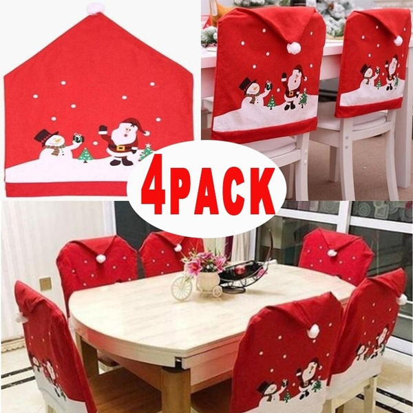 Christmas Chair Back Cover Santa Claus Covers Dining Table Restaurants Decor 