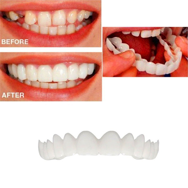 2pcs Reusable Adult Snap On Perfect Smile Whitening Denture Fit Flex Cosmetic Teeth Comfortable 