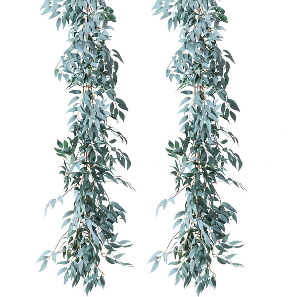 2pcs Artificial Greenery Garland Faux Silk Eucalyptus Vines Wreath Wedding Decor 