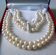 Necklace, pearls, white, Jewelry