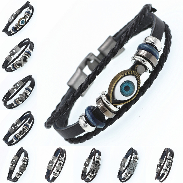Black double twist leather charm bracelet by Evolve New Zealand.