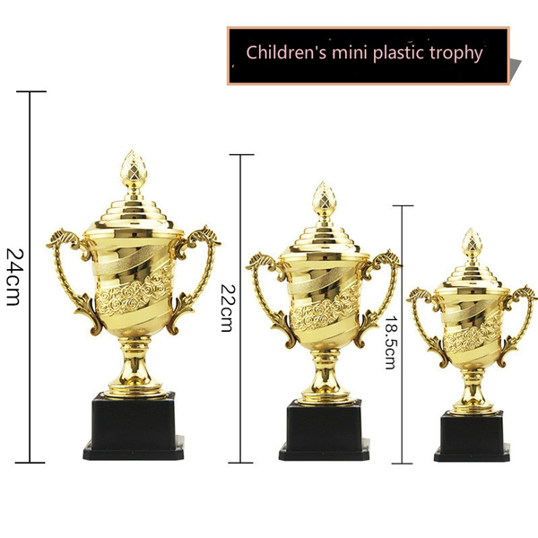 10X Mini Plastic Gold Cups Mini Trophies Toy Children Early Learning Toys Prizes 