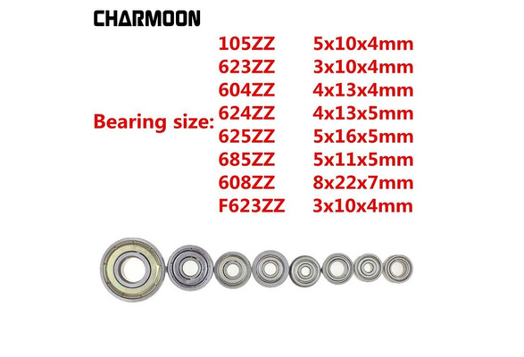 Size : 624ZZ no logo Durable 10Pcs Deep Groove Ball Bearing 608ZZ 105ZZ 623ZZ 624ZZ 625ZZ 685ZZ F623ZZ 604ZZ Double Shielded Miniature High-Carbon Steel