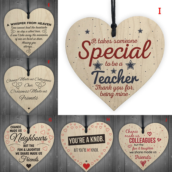 Heart Shape Handmade Wooden Hanging Plaque Sign Quote Gift for Family Friends
