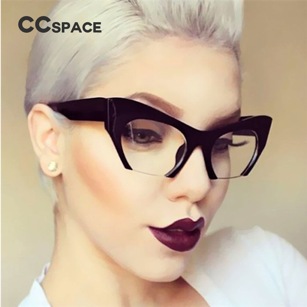 Ladies Small Half Frame Cat Eye Glasses Frames Women Brand Designer Optical  Fashion Eyewear Computer Glasses