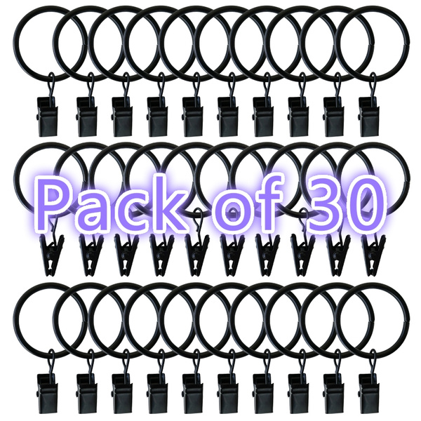 30 Pack Rings Curtain Clips Strong Metal Decorative Dry Window Ring With Clip Rustproof Vintage 35mm 1 38inch Interior Diameter Black Wish 30 Pack Rings Curtain Clips Strong, Clip Curtain Rings Black