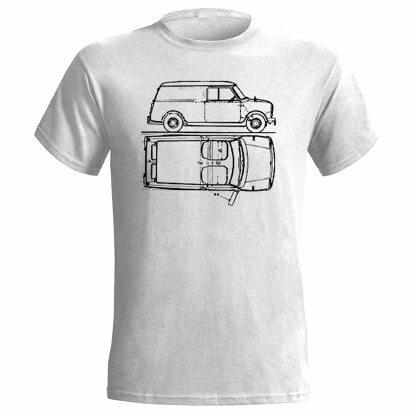 Austin Mini Van Blueprint Mens T Shirt Classic Car Leyland British