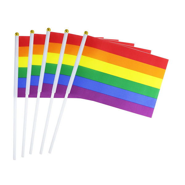 50 Pack Rainbow Pride Flag Small Mini Flag Hand Held Flag Stick Flag ...
