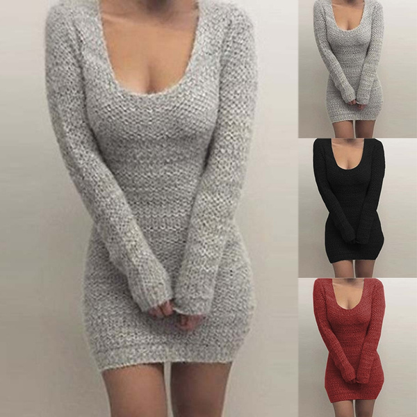 low cut sweater dress