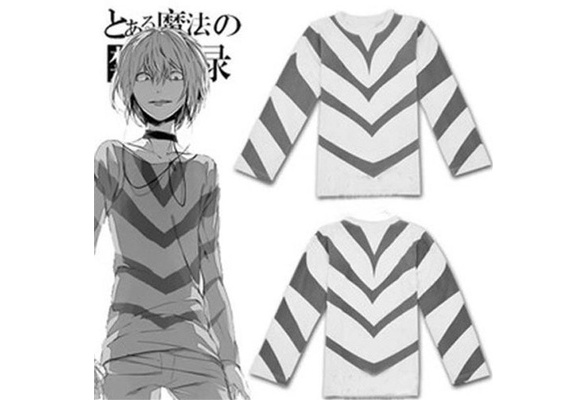 Toaru Majutsu no Index Cosplay Costumes Accelerator T-Shirts Toaru Kagaku  no Railgun Men Stripe Tops T shirts Black white Tees - AliExpress