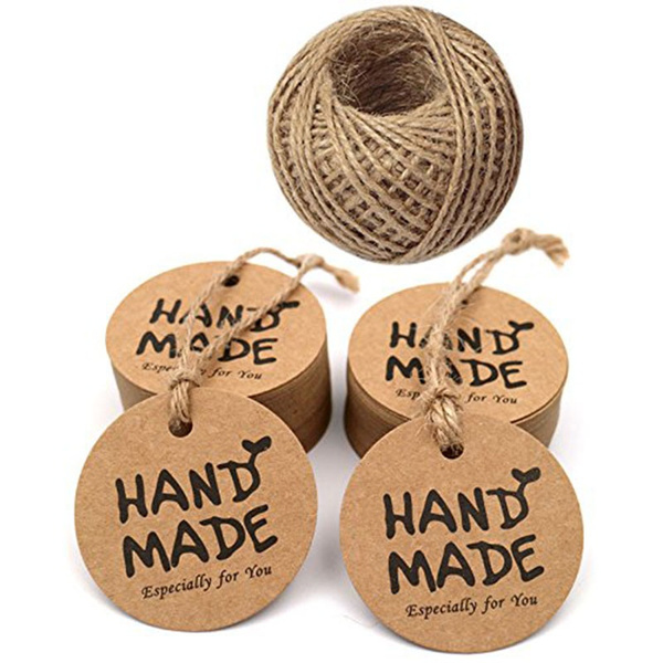 Hang Tags with String, Kraft Paper Blank Gift Tags with 100 Feet ...