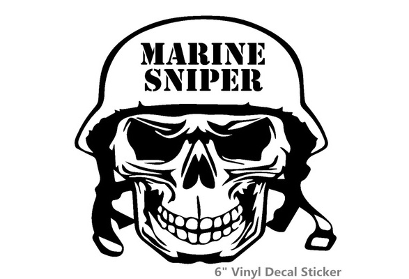 USMC Skull Sniper #2 Funny Vinyl Decal Sticker Car Window laptop tablet truck 9" 
