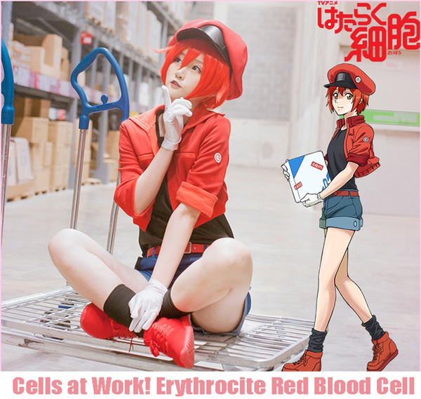 Anime Cells at Work! Erythrocite Red Blood Cell Cosplay Costume Outfit  Uniform