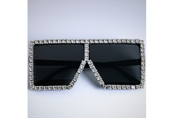 New Diamond-encrusted Large Thick Frame Square Sunglasses Women Golden  Chain Millionaire Sunglasses for Men Shades UV400 Glasses