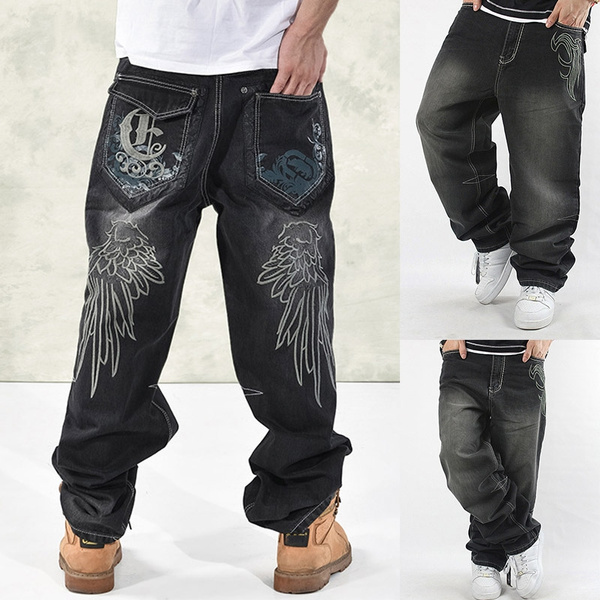 Loose Jeans Hip Hop Skateboard Jeans Baggy Pants Denim Pants Hip Hop Men Ad Rap Jeans 4 Seasons Size 30-46 |