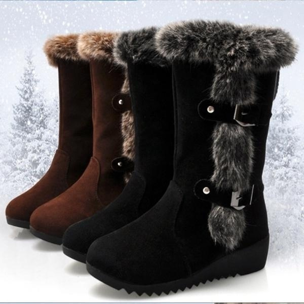 fur lined wedge boots