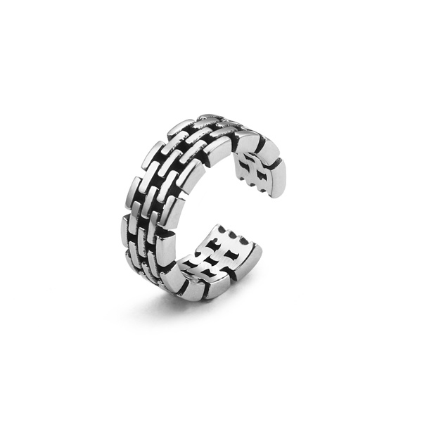 Creative City Wall Ring Stainless Steel Men's Brick Wall Ring Open Ring