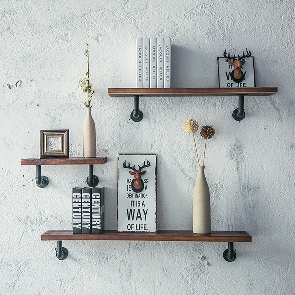 Details about   Rustic Industrial Metal Wood Wall Floating Shelf Storage Display Rack Home Decor 