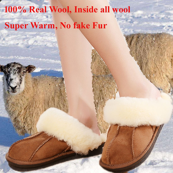real sheep wool slippers