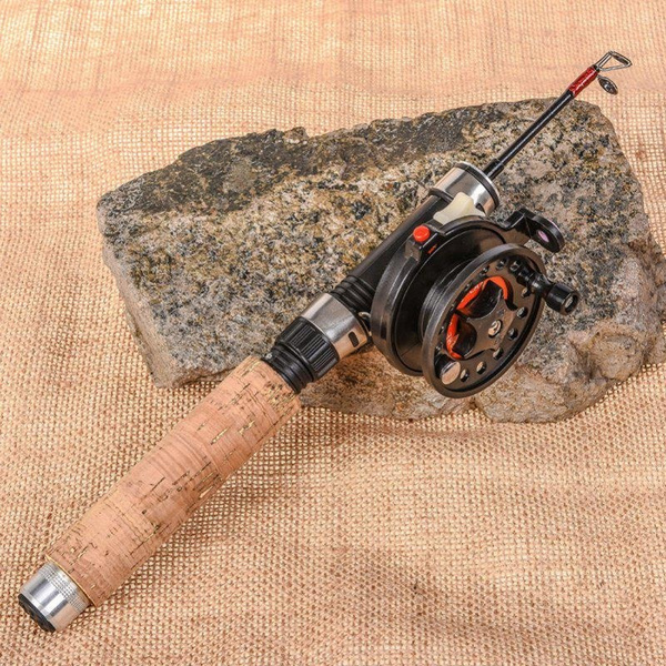 Telescopic Ice Winter Fishing Rod Outdoor Sport Mini Feeder Wooden Handle  Fishing Pole Winter Fishing Rod Ice Fishing Reel