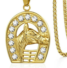 Steel, Party Necklace, horse, 18kgoldnecklace