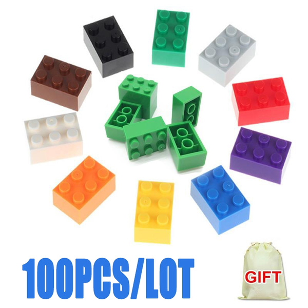 100 PCS 2 x 2 Brick Parts Plastic Building Blocks Bricks Children