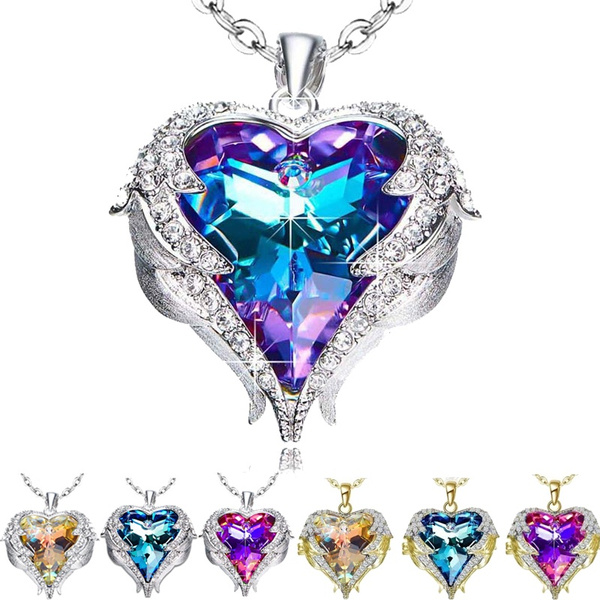 2018 Shiny Angel Wings Necklaces Purple 
