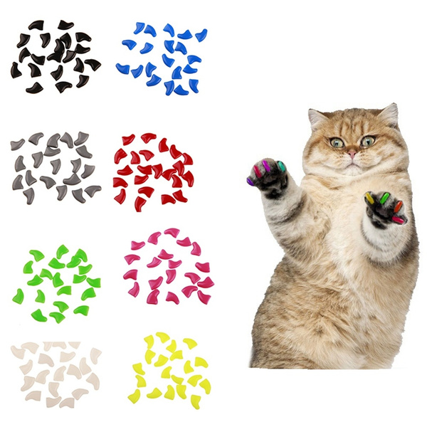 Soft Colorful Rubber Cat  Nail Caps Anti Scratch Pet Claw Paws Nail Protector. 