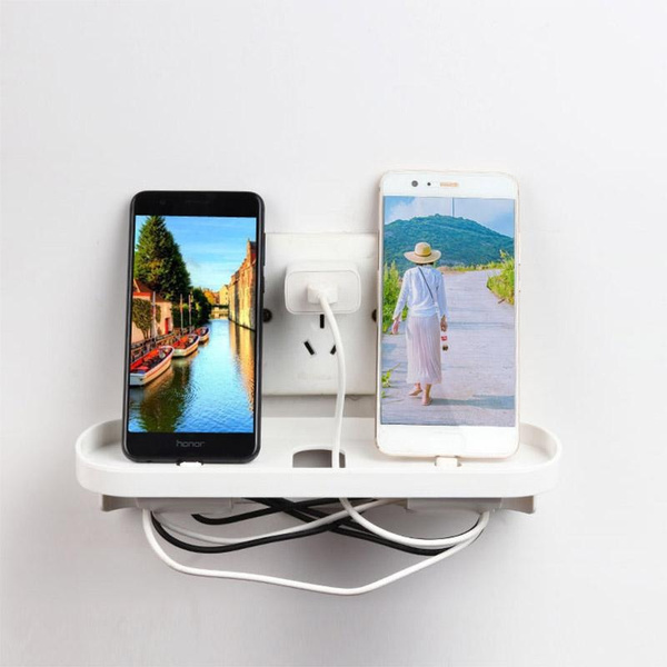 Frnt Bedside Charging Shelf Organizer Rack Floating Nightstand Storage Shelf For Ipad Tablet Or Phone Stand Holder Wish