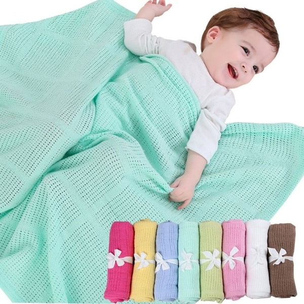 8 Colors Cotton Crib Crochet Infant Wrap Baby Blankets Sleeping Sheet Bed Supplies Wish