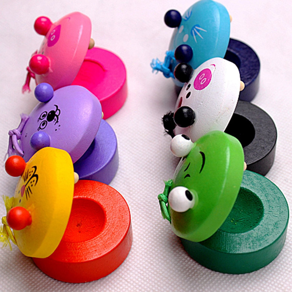 1Pc Lovely Animal Shape Wooden Castanet Toy Musical Instrument Children Gifts 
