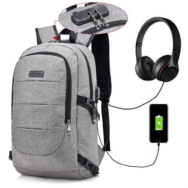 Anti theft waterproof classic backpack with on sale usb charging port & headphone interface