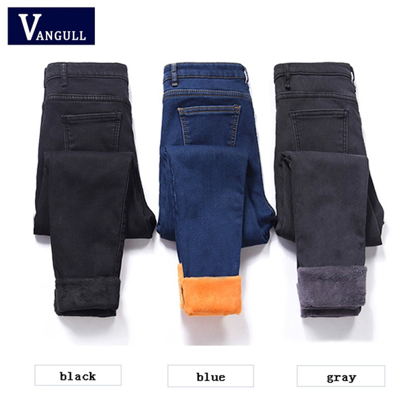 VANGULL Brand Fleece Lined Winter Jeans Women Trousers Thick Warm