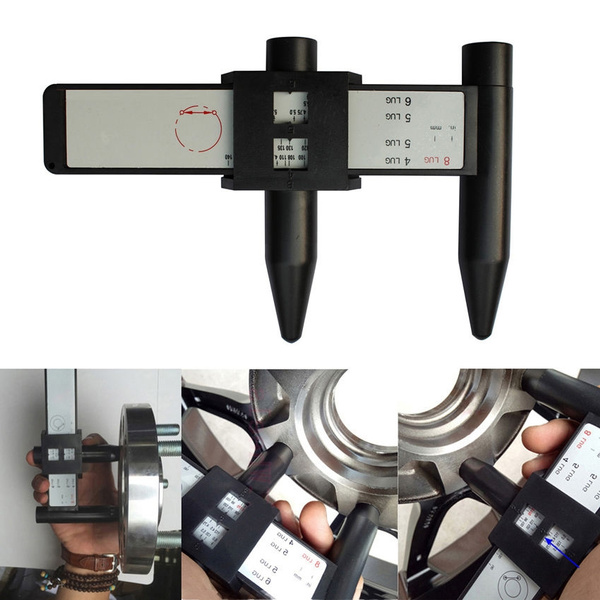 PCD Gauge Ruler Rim Car Wheel Bolt Pattern Measuring Gauge Tool Hole 4