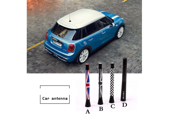 Black for Mini Cooper S JCW R55 R56 R57 R60 F55 F56 Accessories Mast Short Stubby Antenna Union Jack UK Germany Flag,UK 7.7 cm Car Roof Antenna