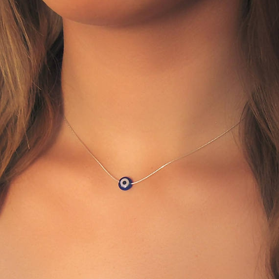 Tiny Evil Eye Necklace Sterling Silver Gold Filled Small Blue Eyes  Minimalist Kabbalah Jewelry Simple Delicate Dainty Women Girls - Etsy