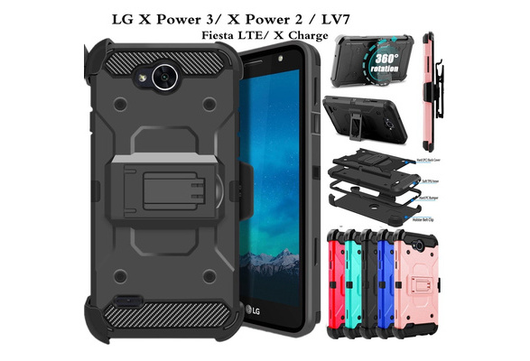 Compatible for LG X Power 2 M320/LG Fiesta LTE/LG X Power 3 Camo 6goodeals Heavy Duty Armor Shockproof Protection Case Cover with Belt Swivel Clip Kickstand