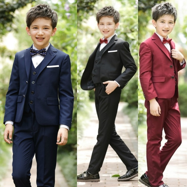 Dressy suit for children Formal Kids Wear Boys 5 Piece Mat Black Suit