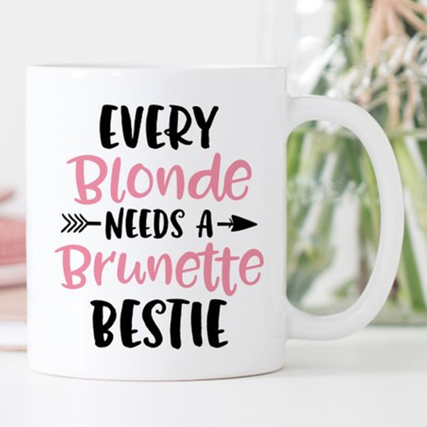 Cute Matching Coffee Mugs for Best Friends Brunette Best Friend