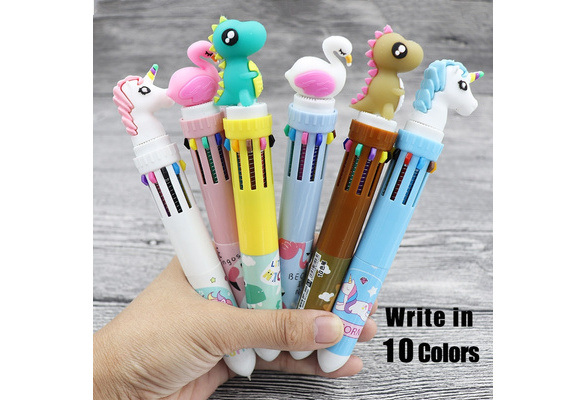 Little Dinosaur 10 Colors in 1 Chunky Ballpoint Pen ~ Multicolor Pen Kawaii Pen
