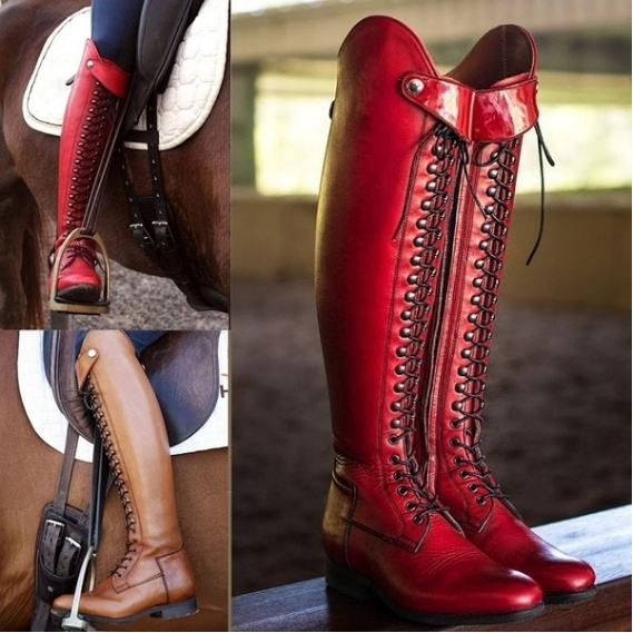 knee high lace up riding boots