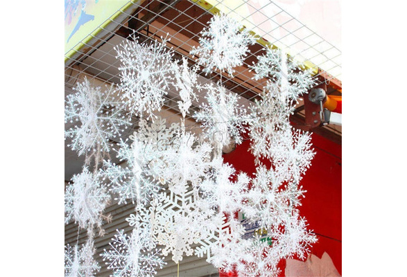 30pcs Plastic White Snowflakes Ornaments Christmas Decorations