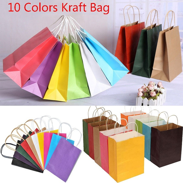 Party Bags Kraft Paper Gift Bag With Handle Recyclable Shop Loot Bag 