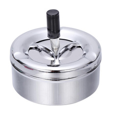 Steel, cigaretteashtrayholder, lidrotationashtray, ashtray