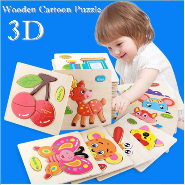 Wooden Puzzle 3d Kids Toys Baby Learning Cartoon Animal jigsaw Educational  Puzzl