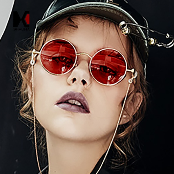 red tinted circle sunglasses